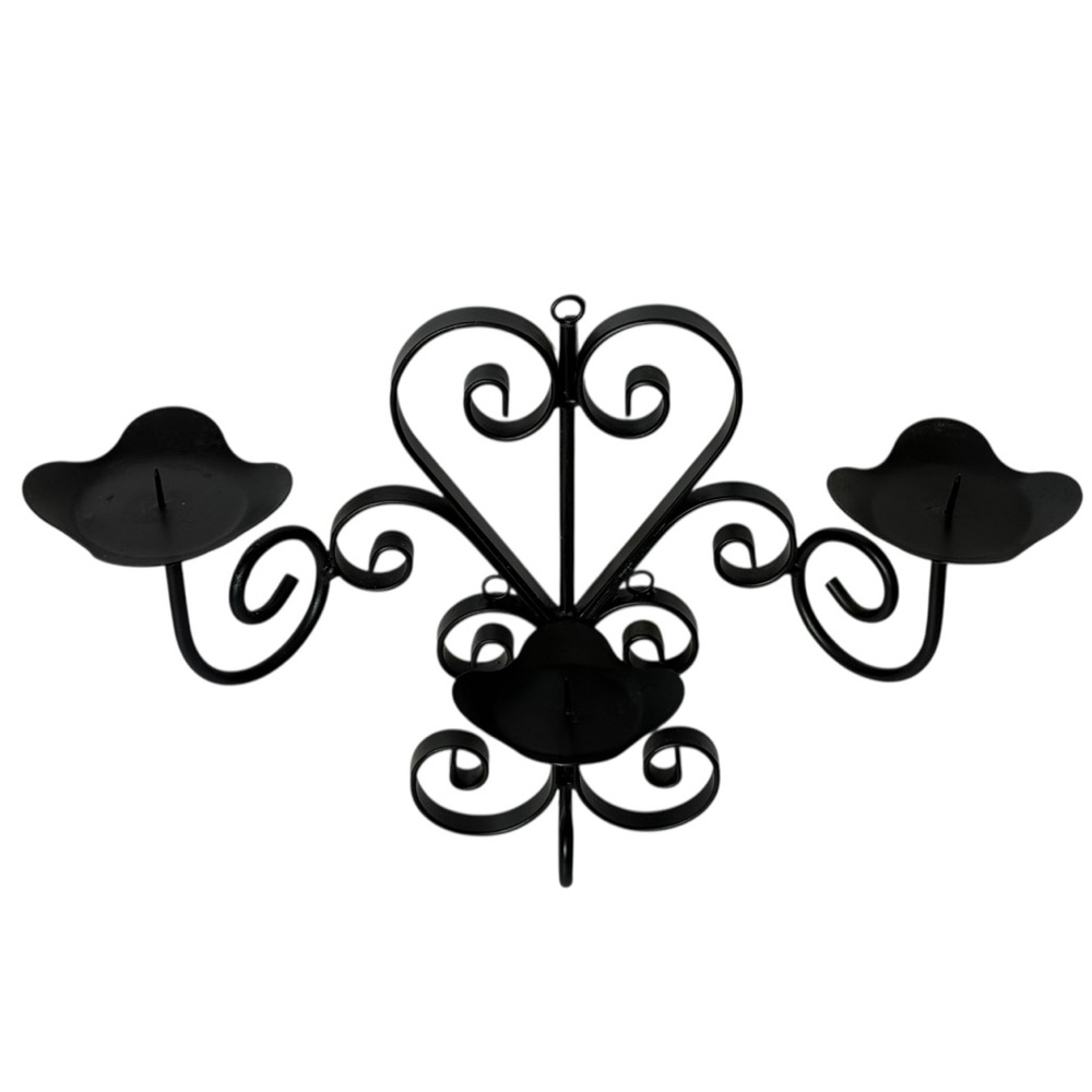 Martha‎ Stewart Black Metal Steel 3-Candle Wall Sconce Pillar Candle Holder
